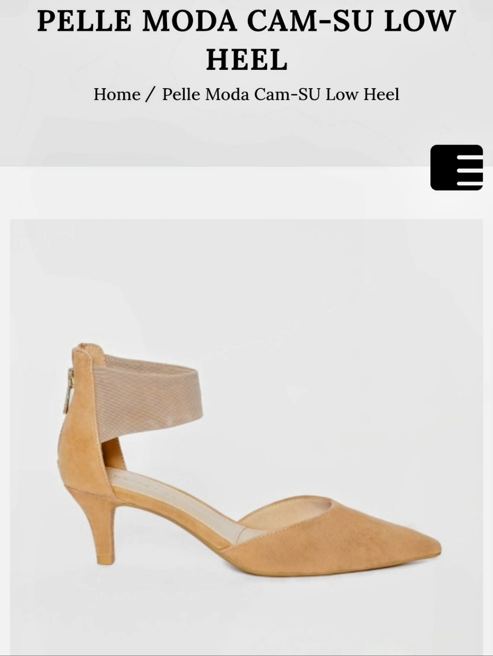 Pelle Moda Latte Suede Low Kitten Heel with Ankle Strap